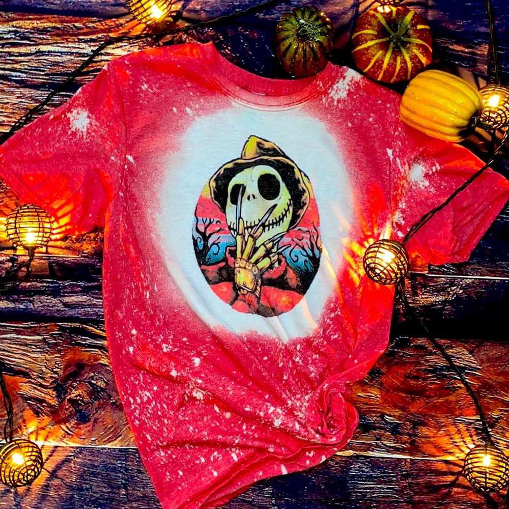 Halloween jack skeleton bleached Tees